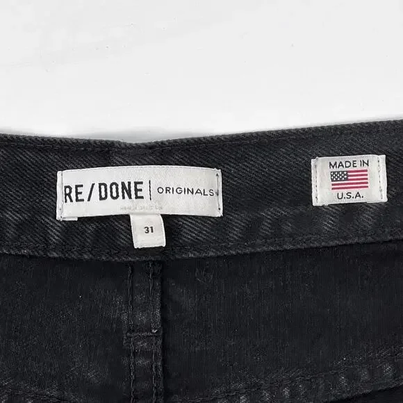 RE/DONE 90s High Rise Loose Jeans Women’s Size 31 Washed Black Distressed - Picture 5 of 7